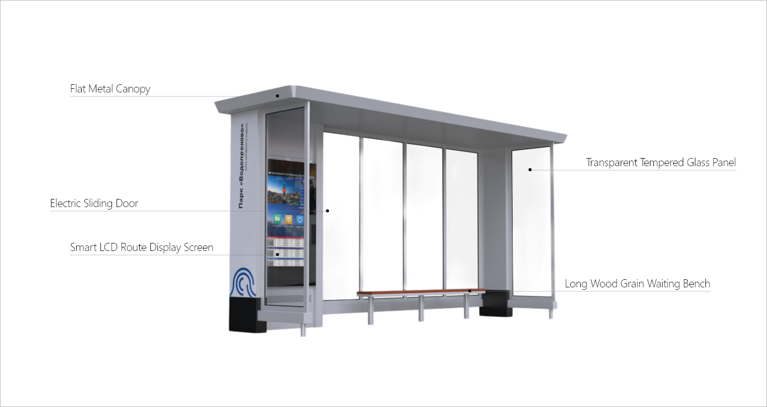 Outdoor Smart Public Transit Bus Shelter ZX-BS-010_9