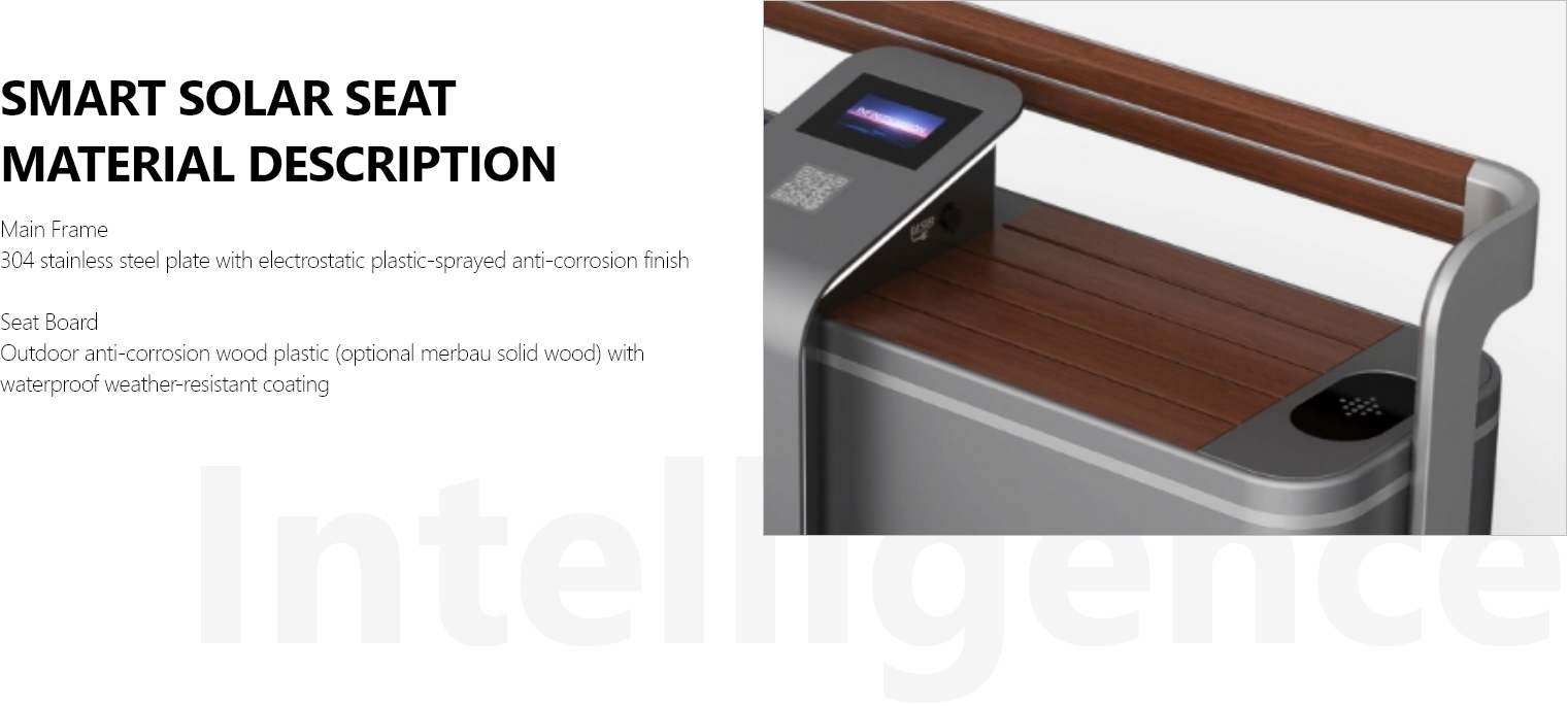 Eco-Friendly Solar Bench ກັບຈໍ LCD ໂຄສະນາ ZEMSO-ZY-0002