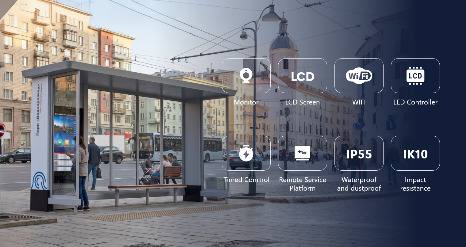 Outdoor Smart Public Transit Bus Shelter ZX-BS-010_10