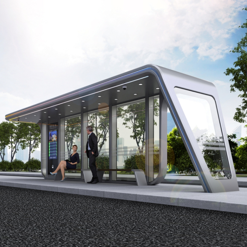 Smart Bus Stop Shelter with Bench-ZEMSO-HCT-0079