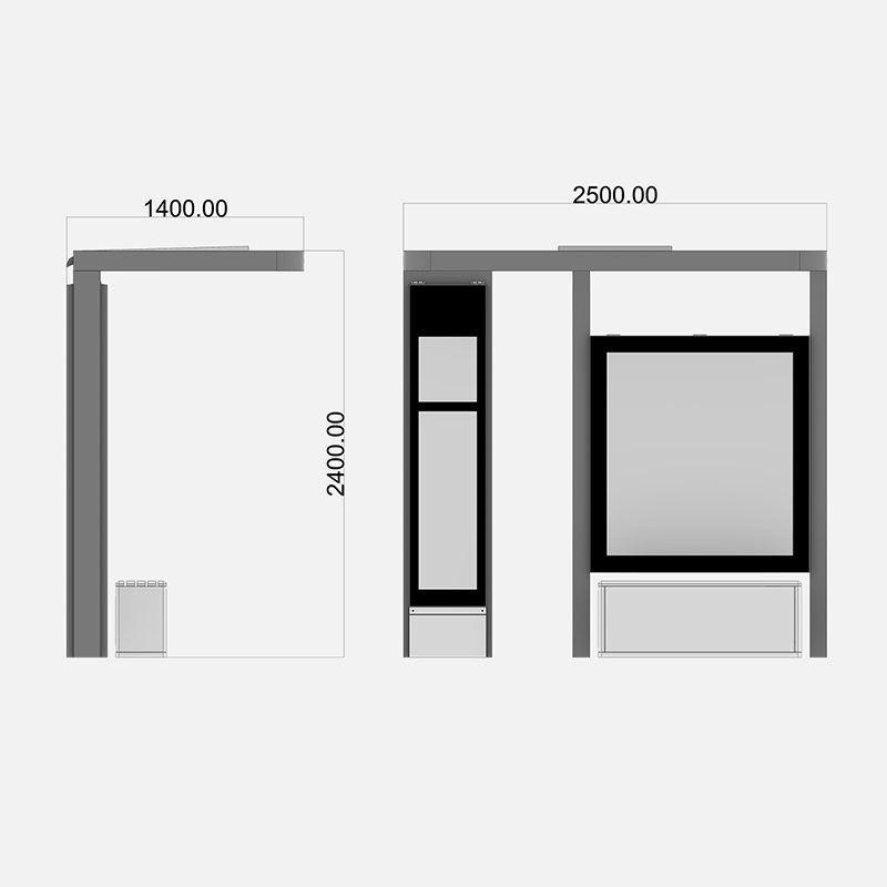 Outdoor Modern Bus Stop Shelter-HCT-0121