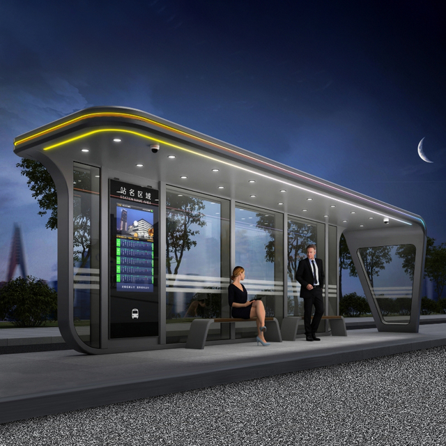 Smart Bus Stop Shelter with Bench-ZEMSO-HCT-0079