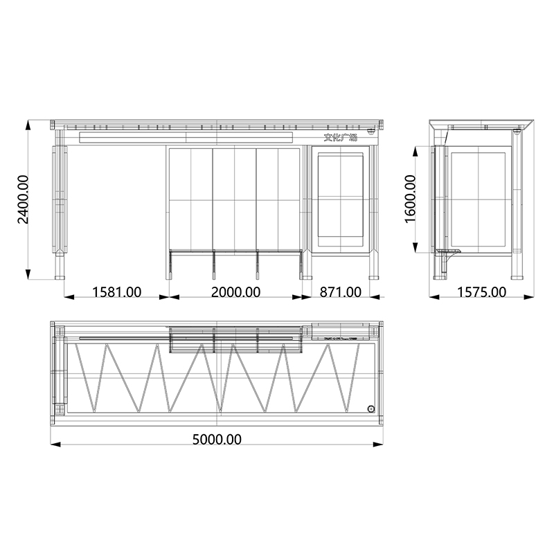 Moderm Metal Bus Stop Shelter-HCT-0133