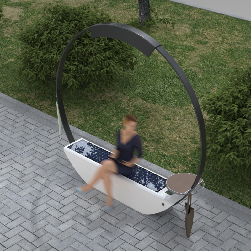 Park Courtyard Mobile Phone Charging Table with Solar Panels Canopy ZEMSO-ZY-0012