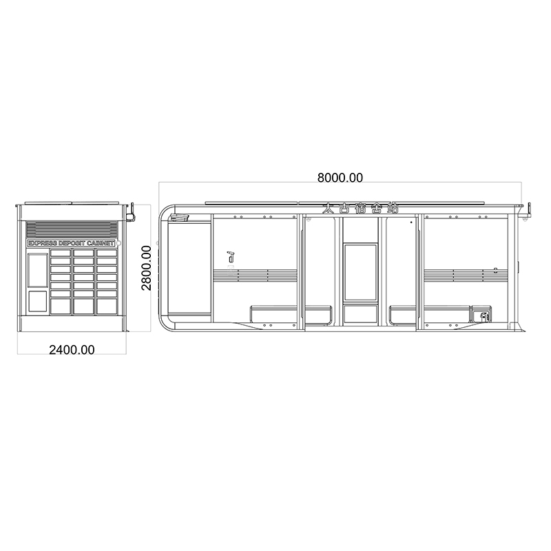Galvanized Steel Closed AC Bus Shelter-HCT-0126