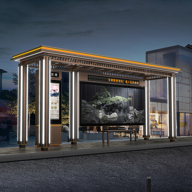 Outdoor Stainless Steel Bus Shelter-HCT-0104