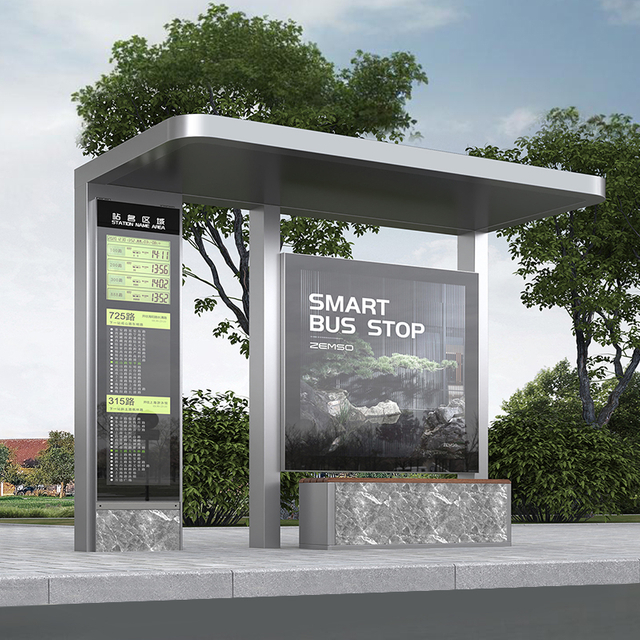 Outdoor Modern Bus Stop Shelter-HCT-0121