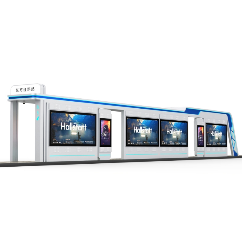 Outdoor Smart Metal Bus Stop Shelter-ZEMSO-HCT-0039