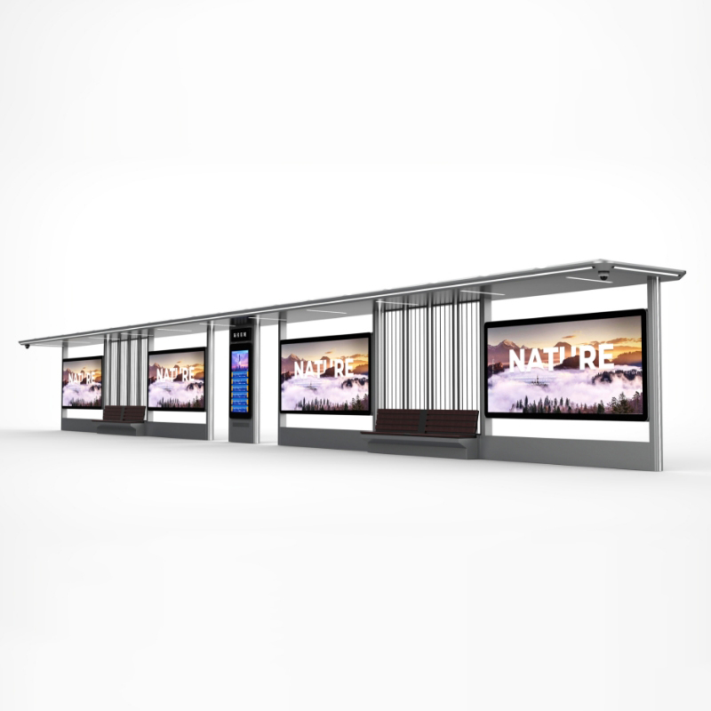 Outdoor Smart Metal Bus Stop with Seats -ZEMSO-HCT-0056