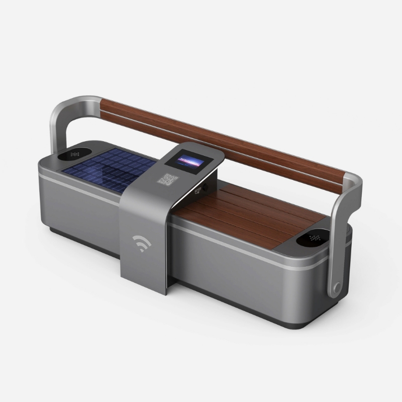 Eco-Friendly Solar Bench with Advertising LCD Screen ZEMSO-ZY-0003