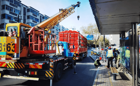bus shelter installation