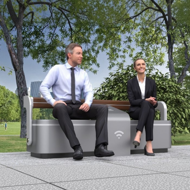 Eco-Friendly Solar Bench with Advertising LCD Screen ZEMSO-ZY-0003