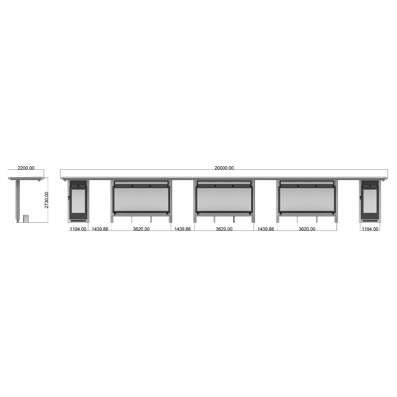 Outdoor Urban Furniture Stainless Steel Bus Shelter-ZEMSO-HCT-0005