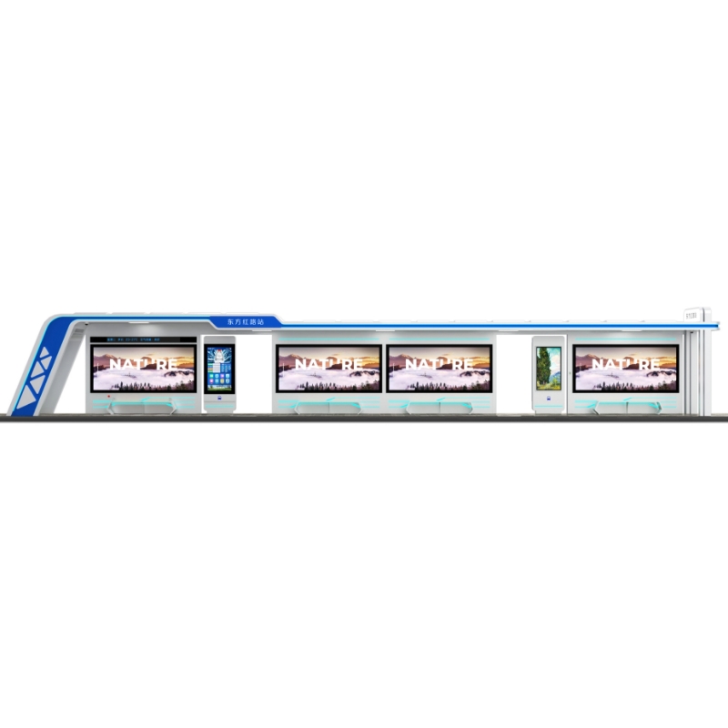 Outdoor Smart Metal Bus Stop Shelter-ZEMSO-HCT-0039