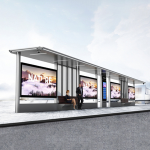 Outdoor Smart Metal Bus Stop with Seats -ZEMSO-HCT-0056