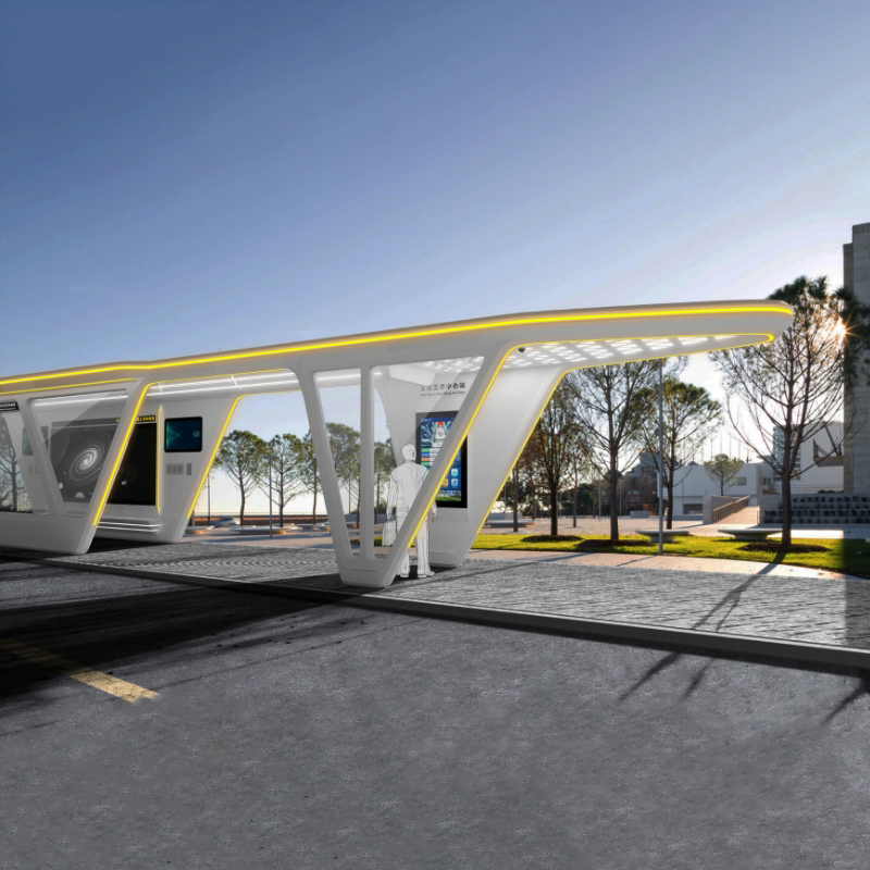 Metal Bus Stop Shelter Design-ZEMSO-HCT-0097