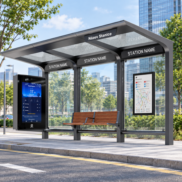 Streh&euml; moderne e stacionit t&euml; autobusit n&euml; natyr&euml; ZX-BS-007