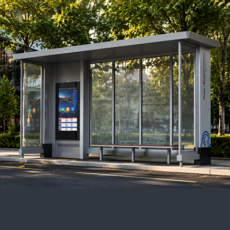 Outdoor Smart Public Transit Bus Shelter ZX-BS-010