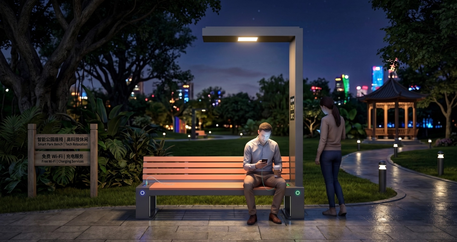 Bench ທີ່ໃຊ້ພະລັງງານແສງອາທິດທີ່ທົນທານດ້ວຍການເກັບຮັກສາພະລັງງານ ZEMSO-ZY-0008_5